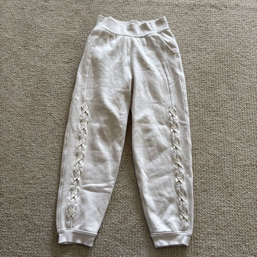 Lululemon Fleece Jogger Sweatpants Scuba High-Rise Lattice Womens 26 In Beige